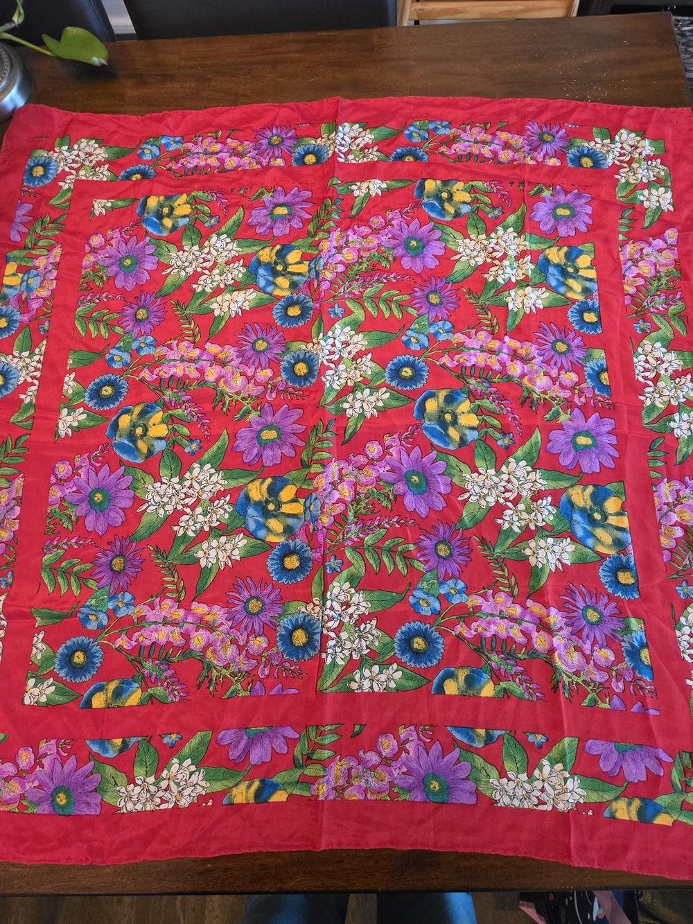 Vintage Sacha for Basha 100% Pure Silk Scarf 30x32 – Vibrant Floral Motif